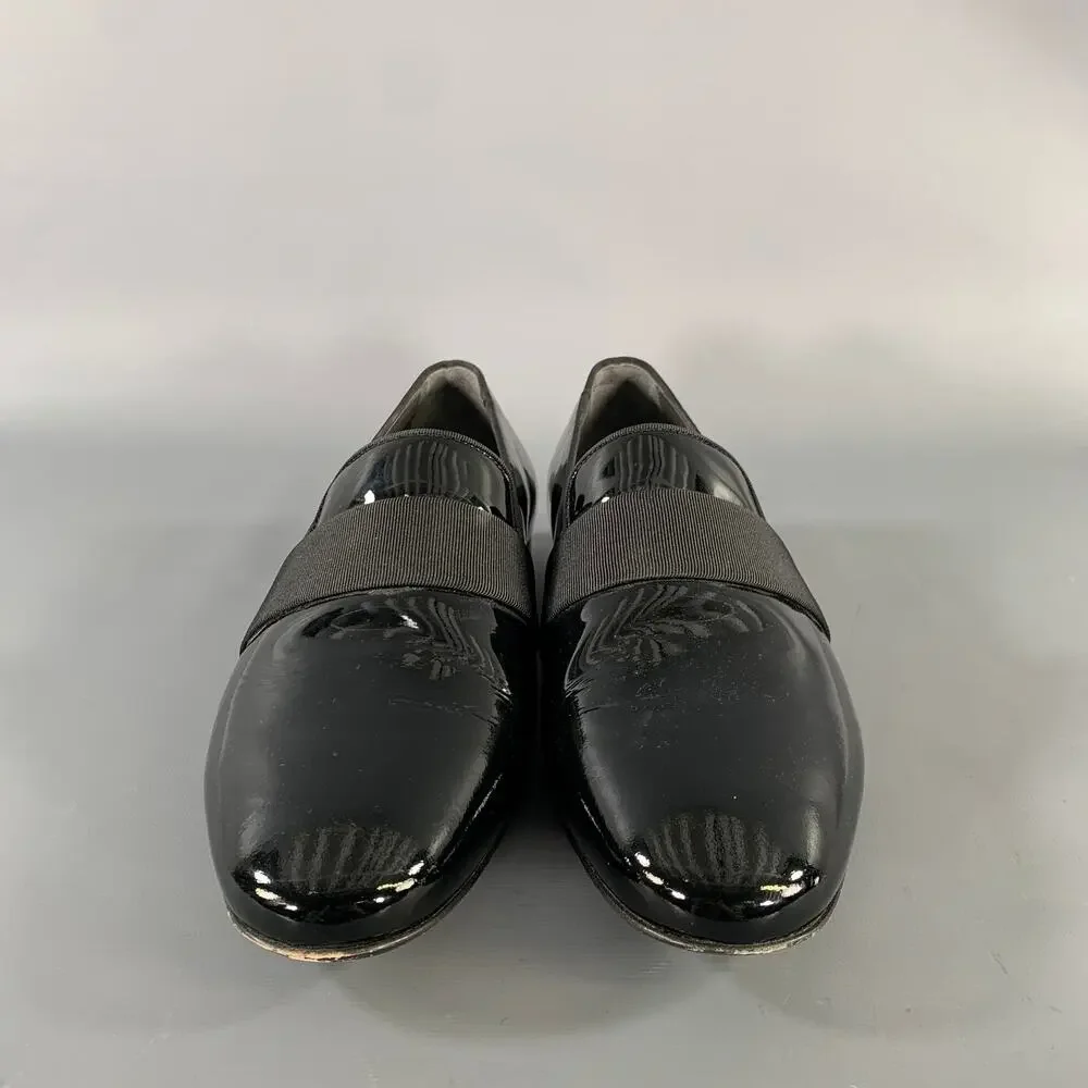 LANVIN Size 8 Black Patent Leather Slip On Loafers